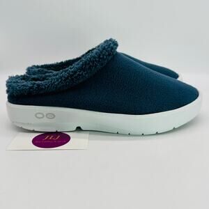 OOFOS Men's OOcoozie Mule Slip On Recovery Shoes Moroccan Blue Sherpa Size 8